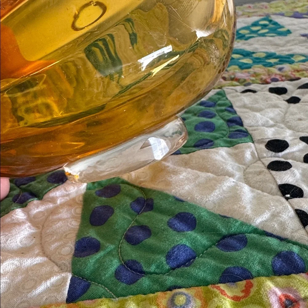 VINTAGE Amber Glass Duck Figurine with Brass Accents Karl Palda, MCM Home Decor - Picture 5 of 5